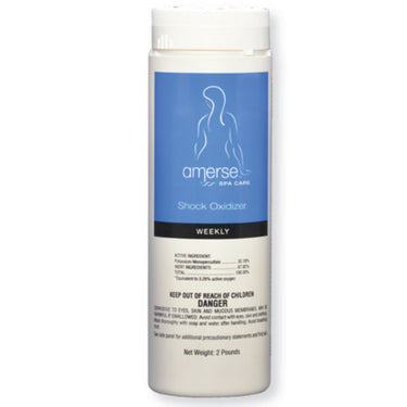 bottle of 2 lb Amerse Shock Oxidizer in blue and white packaging
