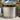 Stainless steel camp stove with lid held by a person outdoors