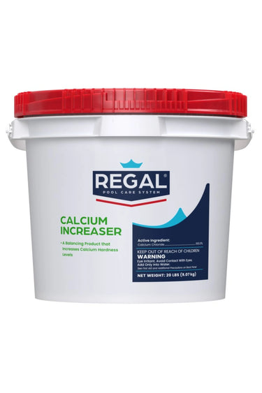 White bucket with red lid labeled 'Regal Calcium Increaser' on a white background