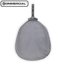 Commercial leaf skimmer net. Heavy duty. white frame with black net and heavy duty steel handle
