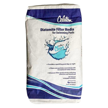 Bag of Celatom Diatomite Filter Media for Swimming Pools on a white background