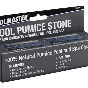 Poolmaster pool and concrete cleaner packaging with pumice stone images.