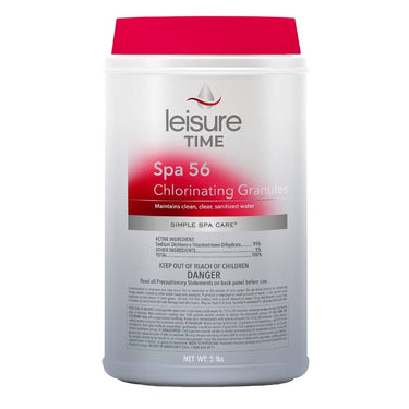 Leisure Time Spa 56 Chlorinating Granules container on a white background