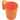 Orange plastic cup with a handle on a white background