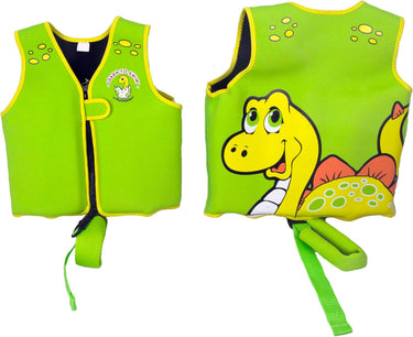Dino Swim Vest for children - Green swim vest with yellow dinosaur. Ages 1-3, 24-40lbs.