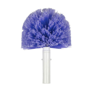 Cobweb Brush has large purple dome shaped brush that can attached to a pool pole, for hard to reach corners in your home. Easily brushes away cobwebs.