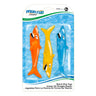 Shark Dive Toys. package of 3 with orange, blue and yellow shark. 6" long each.