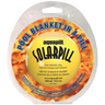 Aquapill SolarPill packaging with pool blanket in a pill text on a white background