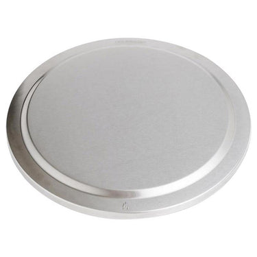 Round metal lid on a white background