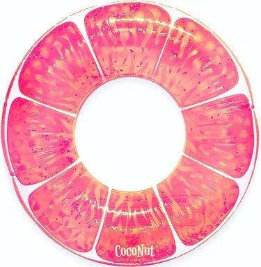 Pink and orange inflatable ring with 'Coconut' branding on a white background