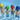 16" Smile Play Beach Balls – 4-Pack - colors are yellow, green, red and blue smiley beach balls. Picture shows children holding one over their heads.