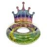 Inflatable pool ring with a crown design on a white background