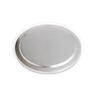 Round metallic lid on a white background