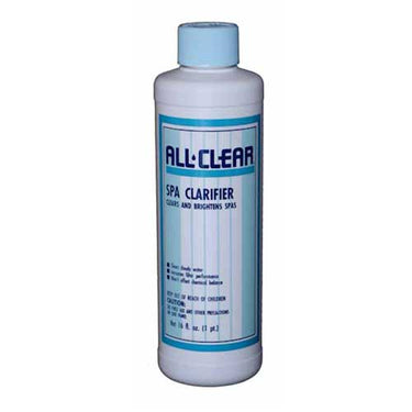 Bottle of All-Clear Spa Clarifier on a white background