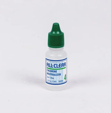 Bottle of All-Clear Chlorine Neutralizer on a white background