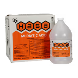 HASA Muriatic Acid packaging including a box and a bottle on a white background