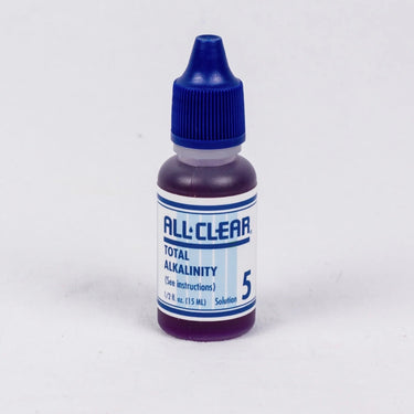 Bottle of All-Clear Total Alkalinity solution on a white background