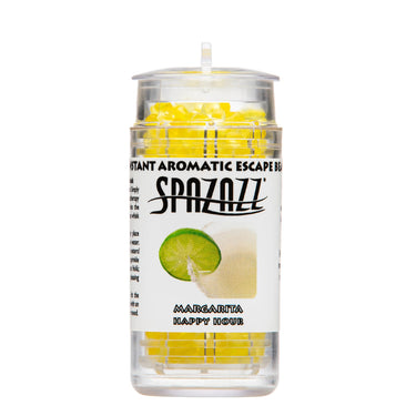 Scented beads plastic in a jar with lime and lemon design, labeled 'Spazazz'.