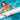Jumbo inflatable noodle white with text pool princess with crown in water with woman
