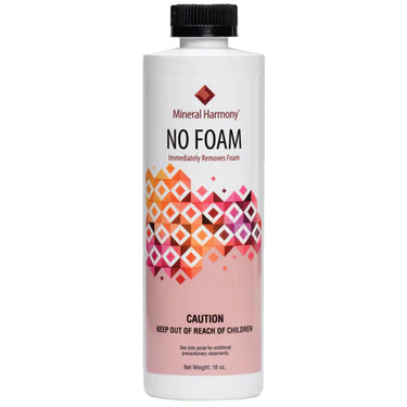 Bottle of Mineral Harmony No Foam product with colorful label on a white background