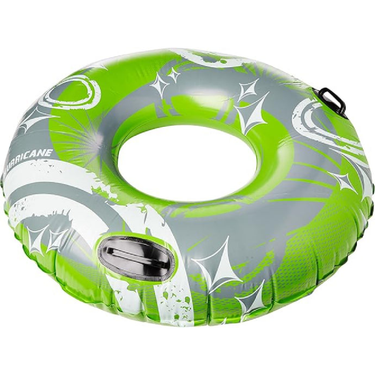 Green and gray inflatable tube with star patterns on a white background