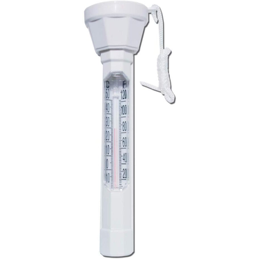 White pool thermometer on a white background