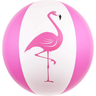 Beach ball with pink flamingo design on a white background