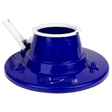 Blue plastic stand with a white handle on a white background