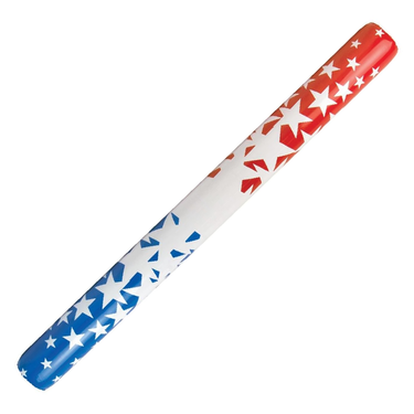 Inflatable tube with red, white, and blue star pattern on a white background