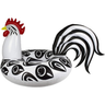 Inflatable rooster pool float with black and white pattern on a white background