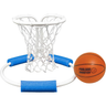 Poolside basketball hoop with ball on a white background