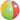 Multicolored beach ball with yellow, green, red, and blue sections on a white background.