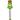 Green thermometer with a cartoon face on a white background