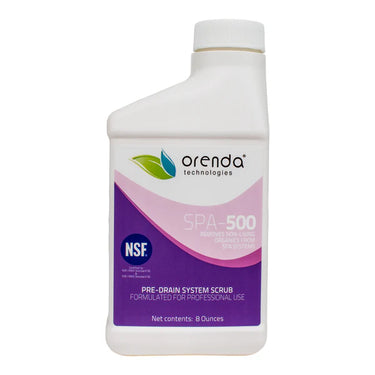 Orenda Technologies SPA-500 pre-drain system scrub bottle on a white background