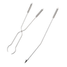 Set of metal tongs and poker on a white background