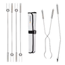 Set of metal tools with a carrying case on a white background