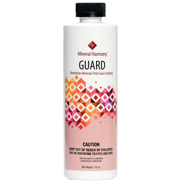 Bottle of Mineral Harmony Guard with colorful label on a white background