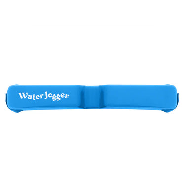 Blue water exercise float with 'WaterJogger' branding on a white background
