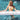 Jumbo inflatable noodle white with text float on by with lady in water