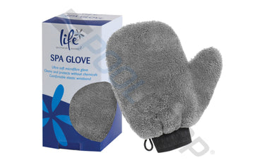 Gray microfiber glove and the box it comes in