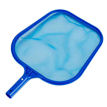 Blue pool skimmer net on a white background