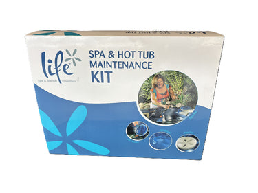 Hot tub maintenance kit with everything needed to clean a spa, chemicals not included