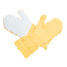 Yellow rubber cleaning gloves with white lightly abrasive open-hand surface