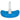 Blue curved pool vac with white plastic handle. Front view