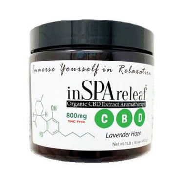 Jar of inSPAreleaf CBD extract on a white background