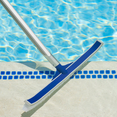 Blue and white 18″ Vinyl Liner Brush with Rubber Bumper cleaning tile