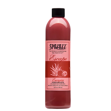 Spazazz bottle with pink label on a white background