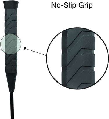 Badminton racket showing close up of No-slip grip