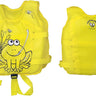 Hungry Frog Swim Vest - Yellow vest with Smiling Frog on front. Shown front view and back view