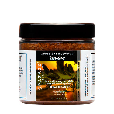 Spazazz Aromatherapy Crystals jar with black lid on a white background